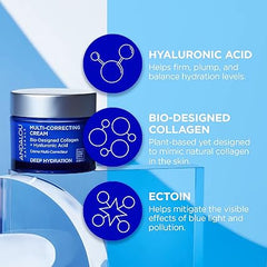 Andalou Naturals Deep Hydration Face Moisturizer, Multi-Correcting Cream, Day & Night Moisturizer for Face with Hyaluronic Acid & Vegan Collagen for Softer & More Supple Skin, 1.7 fl oz