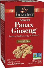 Bravo Tea Absolute Panax Ginseng Tea, Caffeine Free, 20 Tea Bags