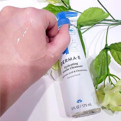 DERMA-E Hydrating Gentle Cleanser with Hyaluronic Acid � Moisturizing Facial Cleanser Tones, Moisturizes & Improves Skin Texture � Gently Exfoliating Face Wash, 6 fl oz