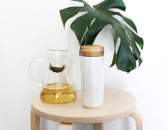 SOMA Insulated Ceramic Mug with Bamboo Lid, Pearl, 12oz