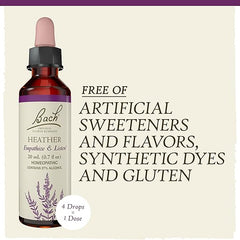 Bach Original Flower Remedies, Heather for Empathy, Natural Homeopathic Flower Essence, Holistic Wellness, Vegan, 20mL Dropper