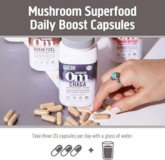 Om Mushroom Superfood Chaga Mushroom Capsules Superfood Supplement, 90 Count, 30 Days, US Grown, Sacred Antioxidants & Immune Support, Superfood Mushroom Supplement
