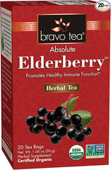 Bravo Tea Absolute Elderberry Herbal Tea Caffeine Free, 20 Tea Bags