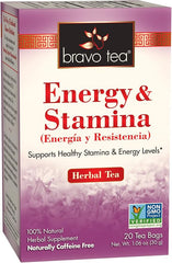 Bravo Tea Energy and Stamina Caffeine Free 20 Tea Bags