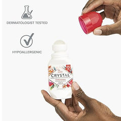 Crystal Mineral Deodorant Roll-On Body Deodorant With 24-Hour Odor Protection, Pomegranate, Non-Sticky Roll-On, No Aluminum Chlorohydrate, 2.25 FL OZ - 1 pack