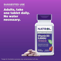 Natrol Vitamin D3 Fast Dissolve 5000 IU Capsules, Support Your Immune Health, Strawberry, 90 Count
