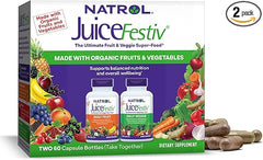 Natrol JuiceFestiv Daily Fruit & Veggie with SelenoExcell and Whole-Food [Phyto] Nutrients, Dietary Supplement Supports Better Nutrition (& Overall Well-Being), 60 Capsules (Pack of 2), 30 Day Supply