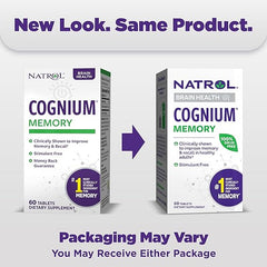 Natrol Cognium Memory Silk Protein Hydrolysate 100mg, Dietary Supplement for Brain Health Support, 60 Tablets, 30 Day Supply