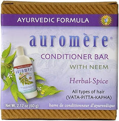 Auromere Ayurvedic Conditioner Bar for All Hair Types � Vegan, Non-GMO, Deep Moisturizing, Nourishing Herbal Formula with Neem, Zero Waste, Recyclable packaging (2.12oz solid bar), 1 Pack