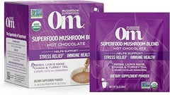 Om Mushroom Superfood Hot Chocolate Blend Mushroom Powder, Single Serve, 10 Count, Dutch Cocoa, 2g of Sugar, 25 Calories, Lion's Mane, Reishi, Chaga, Turkey Tail, Focus and Stress Support