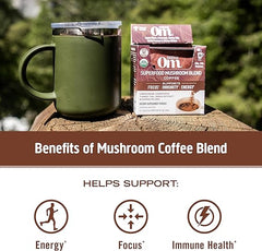 OM Mushroom Superfood Coffee Blend Mushroom Powder, Single Serve, 10 Count, Organic Arabica Beans, Lion's Mane, Cordyceps, Turkey Tail, Reishi Extract, Ginkgo Biloba, Supports Energy and Focus