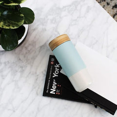 SOMA Insulated Ceramic Mug with Bamboo Lid, Mint, 12oz