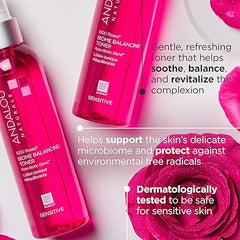 Andalou Naturals Toner, 1000 Roses Biome Balancing Facial Toner, Refreshing & Gentle on Sensitive Skin, Rose-Biotic Blend to Help Protect & Strengthen Skin Barrier, 6 Fl Oz Spray