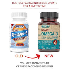 DEVA Nutrition Vegan Omega-3 DHA-EPA, from Micro Algae, Delayed Release, 90 Vegan Capsules, 1-Pack