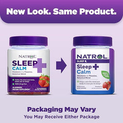 Natrol Sleep+ Calm Melatonin Gummies for Adults, Sleep Gummies, Strawberry Flavor, 60 Gummies, 30 Day Supply
