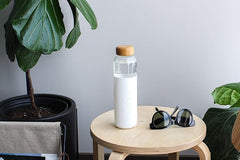 Soma Glass Water Bottle with Silicone Sleeve, BPA-Free, White, 17oz