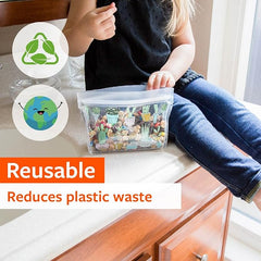 Full Circle Ziptuck Reusable Snack Bags � Multi-Use Leak-Free Food-Safe Storage Bags � BPA-Free � Set of 2, Clear