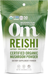 OM Mushroom Superfood Reishi Organic Mushroom Powder, 3.5 Ounce, 50 Servings, Adaptogen, Stress & Immune Support, Superfood Mushroom Supplement