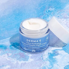 Derma E Ultra Hydrating Night Cream, Advanced Repair Overnight Face Moisturizer with Hyaluronic Acid to Replenish, Smooth and Nourish Skin, 2 oz