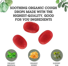 Quantum Health USDA Organic Cough Relief Lozenges|Bing Cherry|Natural Menthol Cough Suppressant|Soothes Sore Throat|USDA Organic|18 Count