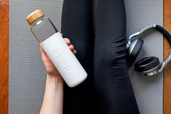 Soma Glass Water Bottle with Silicone Sleeve, BPA-Free, White, 17oz