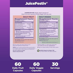 Natrol JuiceFestiv Daily Fruit & Veggie with SelenoExcell and Whole-Food [Phyto] Nutrients, Dietary Supplement Supports Better Nutrition (& Overall Well-Being), 60 Capsules (Pack of 2), 30 Day Supply