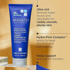 Andalou Naturals Body Lotion, Deep Hydration Lotion for Dry Skin, Ultra-Nourishing Skin Care with Hyaluronic Acid & Ceramides, Body Cream for Softer, More Supple & Glowing Skin, 8 fl oz
