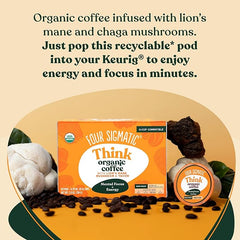 Four Sigmatic Mushroom Coffee K-Cups | Organic and Fair Trade Dark Roast Coffee with Lion�s Mane Mushroom Powder & Yacon | Focus & Immune Support | Vegan & Keto | Sustainable Pods | 10 Count