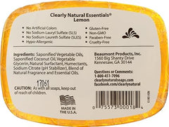Clearly Natural Essentials Glycerine Bar Soap, Lemon, 4 Ounce