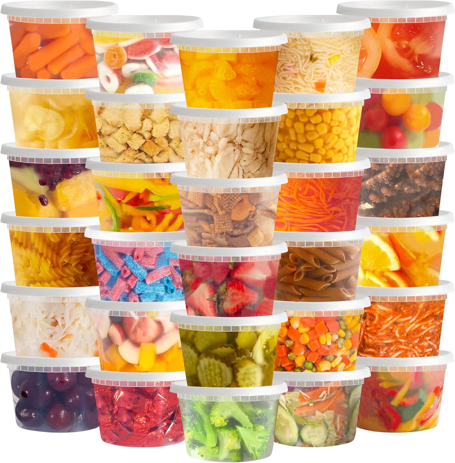 50 Sets 16 Oz Plastic Deli Containers with Lids - Food Storage Containers with Lids - Clear Airtight Meal Prep Containers, BPA Free, Stackable, Leakproof, Microwave and Freezer Safe