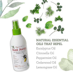 Quantum Buzz Away - Natural DEET-free Insect Repellent, Citronella Essential Oil Bug Spray, Original Formula - Small Children and Up, Travel Friendly - 6 Fl Oz
