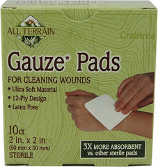 All Terrain Latex-Free Gauze Pads, Minor Wound Care & First Aid, Cleaning, Dressing & Bandaging, Soft, Absorbent, Sterile, 2 x 2-Inch, 10ct