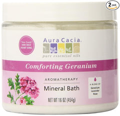 Aura Cacia Aromatherapy Mineral Bath, Comforting Geranium, 16 ounce jar
