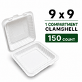 9x9 Takeout Containers – Heavy Duty 1 Compartment Clamshell, 150 Count Bulk Case for Restaurants & Catering