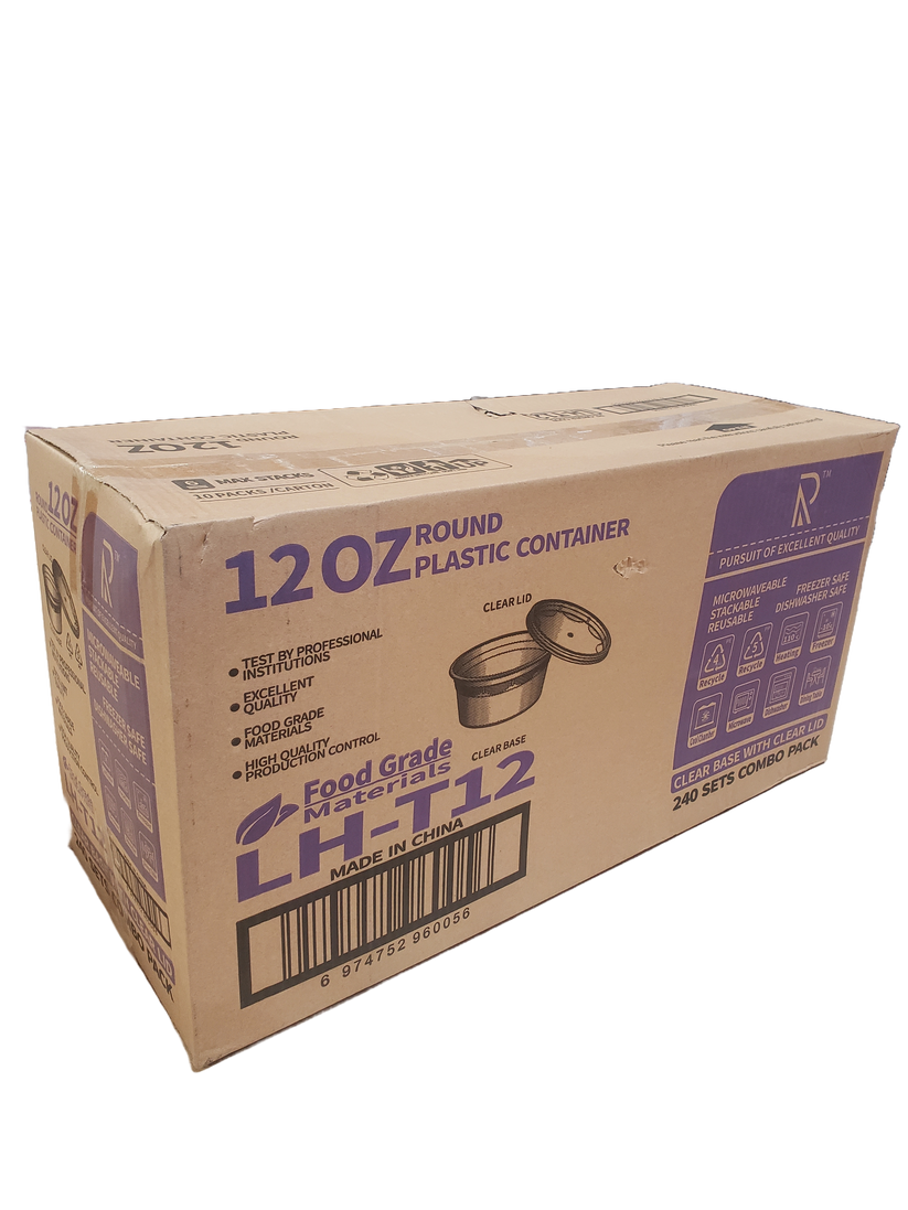 12 oz Heavy-Duty PP Deli Containers with Lids – 240 Sets | Microwave & Freezer Safe | Durable, Leak-Resistant & Reusable | Ideal for Food Storage, Meal Prep, Restaurants & Catering