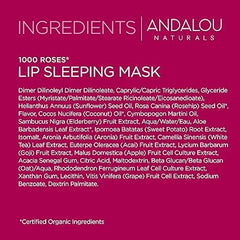 Andalou Naturals Lip Mask 1000 ROSES, Overnight Lip Sleeping Mask for Dry, Chapped Lips, Plumping, Hydrating & Soothing Lip Balm with Alpine Rose Stem Cells, Vegan & Cruelty-Free, 0.42 Oz