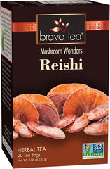 Bravo Tea Reishi Mushroom Herbal Tea, Caffeine Free 20 Tea Bags, 1 count