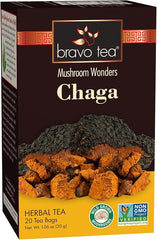 Bravo Tea Chaga Mushroom Herbal Tea Caffeine Free, 20 tea bags, 1 count
