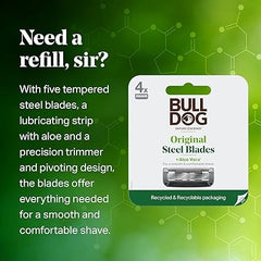 Bulldog Mens Skincare and Grooming Original Razor Blades Refills for Men, 4 Count