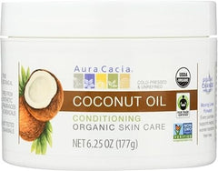 Aura Cacia Certified Organic Unrefined Coconut Oil, Fair Trade Certified | 6.25 fl. oz. | Cocos nucifera