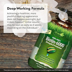 Irwin Naturals Biotin-6000 Supports Healthy Skin, Hair & Nails - Strength + Protection with High Potency 6000 mcg, Bamboo, Avocado, Coconut & More - Maximum Absorption - 60 Liquid Softgels