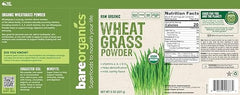 BareOrganics Wheatgrass Powder, Organic, Vegan Dietary Supplement,8 Ounce (Pack of 1)