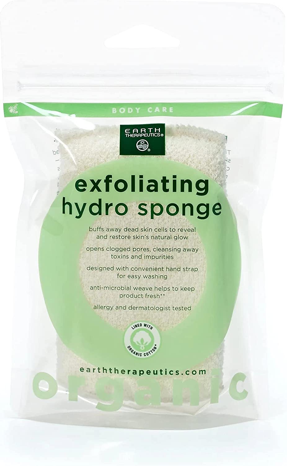073377713118-EARTH THERAPEUTICS-Organic Cotton Square Sponge